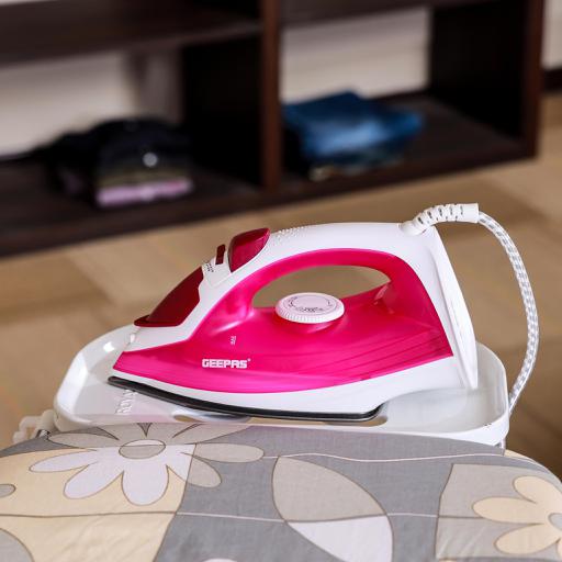 display image 1 for product Geepas 1300W Steam Iron  - Non-Stick Coating Plate & Adjustable Thermostat Control | 210ML Water Tank & Steam Shot for Crease Free Clothes | 2 Years Warranty