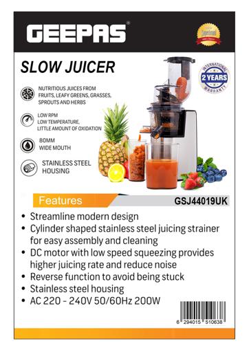display image 8 for product Geepas 200W Masticating Slow Juicer Machine