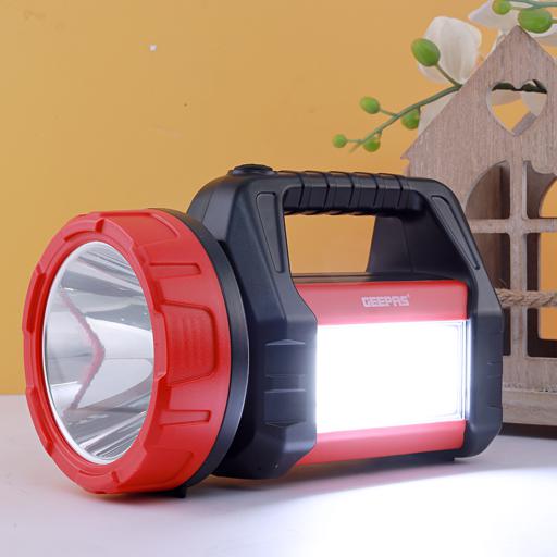 display image 2 for product Geepas Rechargeable Search Light with Lantern - Hand held LED Torch 16 Hours Working with 2000mAh Battery | Perfedt for Camping, Trekking, Outdoor| 2 Years Warranty