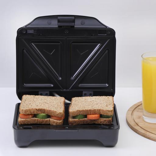 display image 1 for product Geepas 750W 2 Slice Sandwich Maker - Cooks Delicious Crispy Sandwiches - Cool Touch Handle