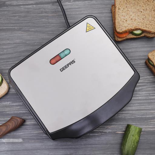 display image 3 for product Geepas 750W 2 Slice Sandwich Maker - Cooks Delicious Crispy Sandwiches - Cool Touch Handle