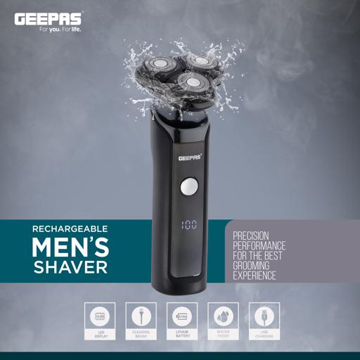 display image 5 for product Rechargeable Men's Shaver with Three Rotary Head, GSR57501 | Li-Ion Battery | LED Display | USB Charging | Waterproof | 60-80 Mins Working | Travel Lock | Pop-Up Trimmer