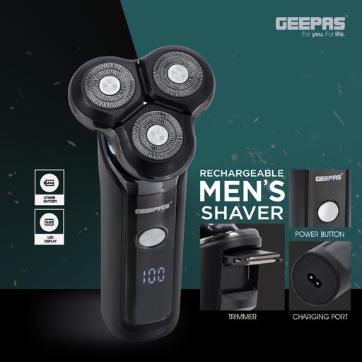 display image 2 for product Rechargeable Men's Shaver with Three Rotary Head, GSR57501 | Li-Ion Battery | LED Display | USB Charging | Waterproof | 60-80 Mins Working | Travel Lock | Pop-Up Trimmer