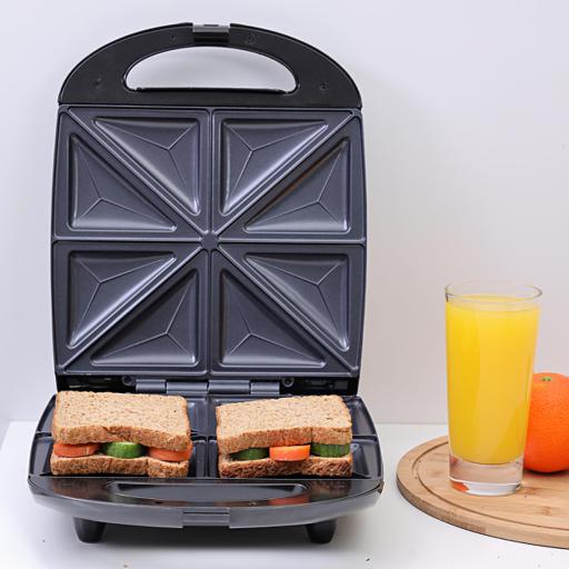 display image 2 for product Geepas 1100W 4 Slice Sandwich Maker - Cooks Delicious Crispy Sandwiches - Cool Touch Handle