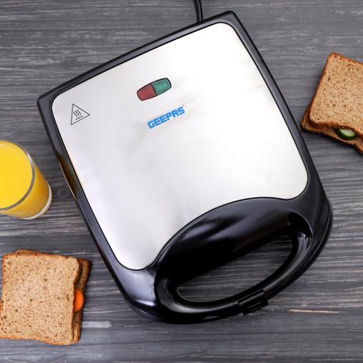 display image 3 for product Geepas 1100W 4 Slice Sandwich Maker - Cooks Delicious Crispy Sandwiches - Cool Touch Handle