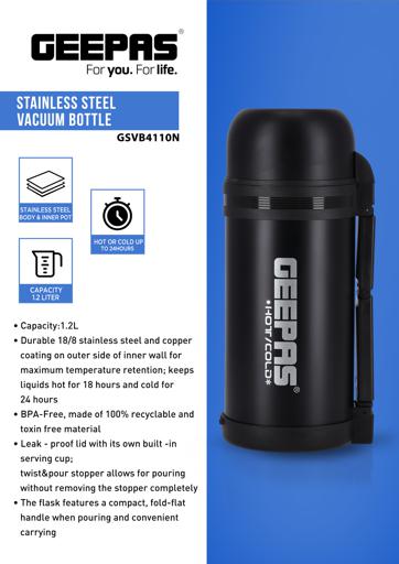 Buy Geepas Vacuum Flask, 0.4L - Stainless Steel Vacuum Bottle Keep