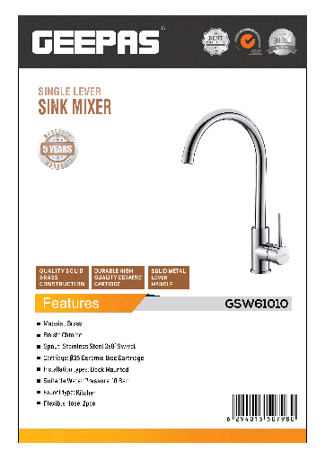 display image 7 for product Geepas Single Lever Sink Mixer