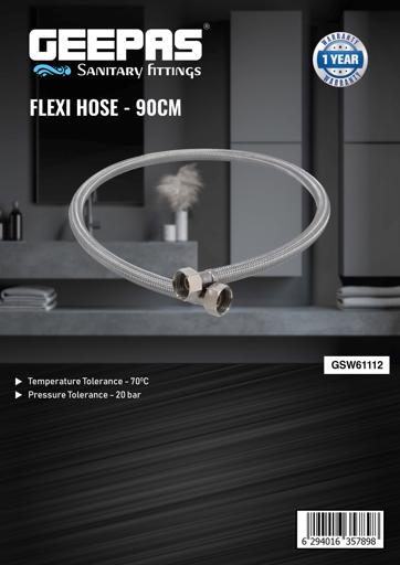 display image 5 for product Flexi Hose, 90cm, Stainless Steel Hose, GSW61112 | 70 Degree Celsius Temperature Tolerance | 20 Bar Pressure Tolerance | Ideal For Hot & Cold Water 