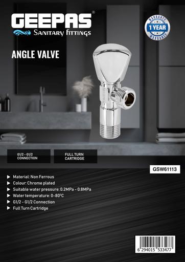 display image 3 for product Angle Valve, Quality Solid Metal Construction, GSW61113 - Solid Knob, Durable High Quality Ceramic Cartridge,1 Year Warranty, Single Lever Mixer, G1/2-Connection, Chrome Plated, Non-Ferritic