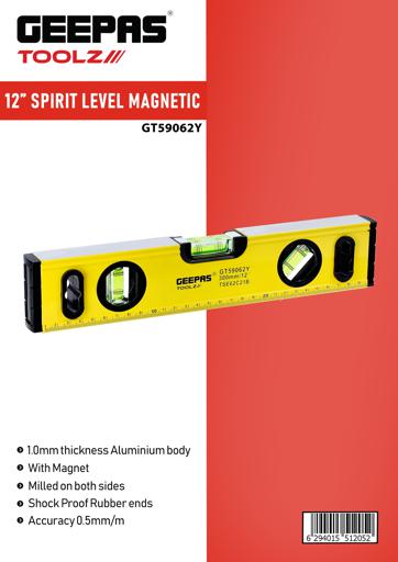 display image 6 for product Geepas GT59062 12'' Spirit Level - Small, Unbreakable Heavy-Duty Magnetic Torpedo Level with 3 Level Bubbles - Shock Resistant - Pocket Size, Hanging Hole - Scaffold Level for Builders & Construction Site