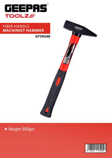 display image 5 for product Fiber Handle Machinist Hammer, Durable Sledge Hammer GT59248 - Lightweight Rubber Padded Handle with Fiberglass Core, Weighs 500gm