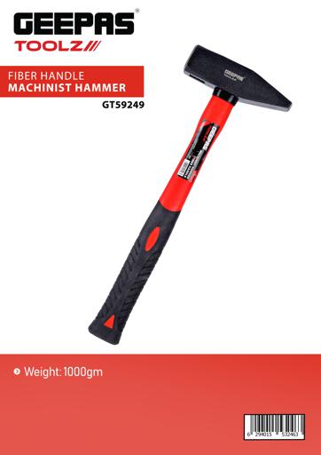 display image 5 for product Fiber Handle Machinist hammer, Durable Sledge hammer GT59249 - Lightweight Rubber Padded Handle with Fiberglass Core, Weighs 1000GM