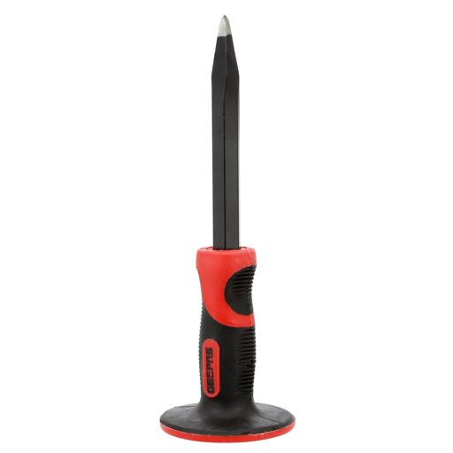 display image 2 for product Pointed Chisel with Grip, Chisel with Pointed Head, GT59254 | 8" Heavy Duty Pointed Chisels With Hand Protection | Non-Slip Ergonomic Handle | Heat Treated Carbon Steel