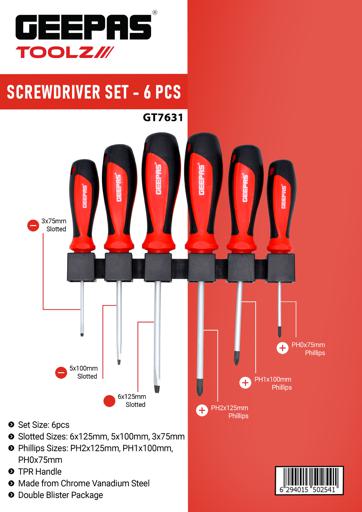 Screwdriver Set - 6Pcs, General Purpose Screwdriver, GT7631, Rubber  Insulated Handle for Comfortable Grip