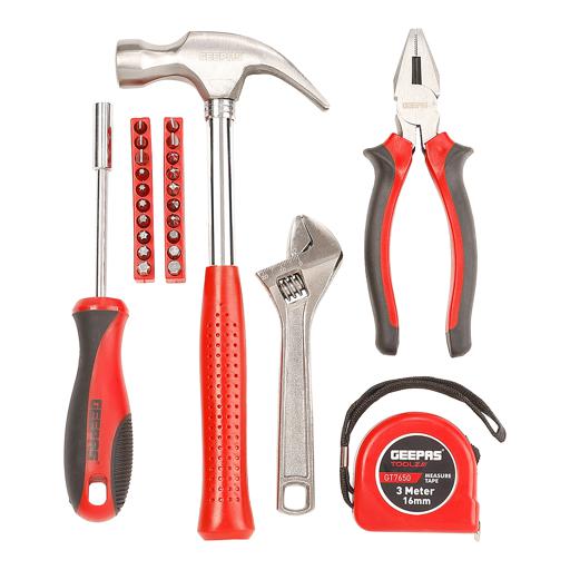 display image 9 for product Geepas Homeowner Tool Set, Bi-Coloured Red/Black-Includes Claw Hammer, Adjustable Wrench