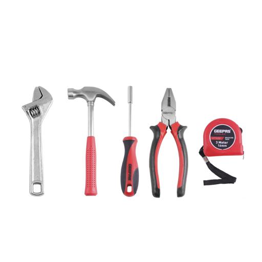 display image 0 for product Geepas Homeowner Tool Set, Bi-Coloured Red/Black-Includes Claw Hammer, Adjustable Wrench