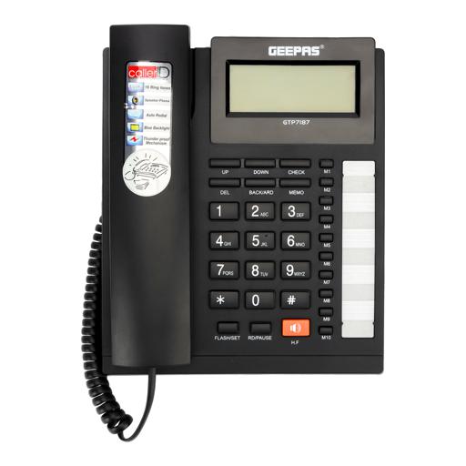 display image 0 for product Geepas GTP7187 Executive Telephone with Caller ID 16 Digits Telephone - Recording 15 Out & 50 Incoming Calls with Auto Redial | Hands-Free Calling, 16 ringtone & Local Area Code Setting | 2 Years Warranty