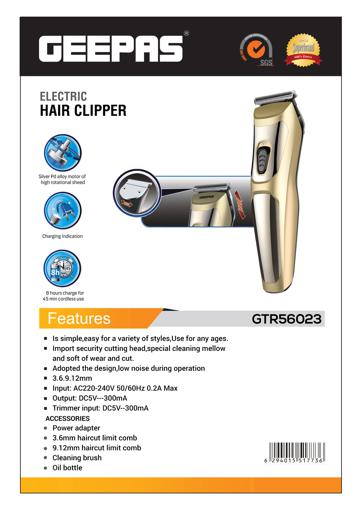 display image 11 for product Geepas Rechargeable Hair Clipper Battery 300 Mah - Precise Beard Styler With Fine Steel Head