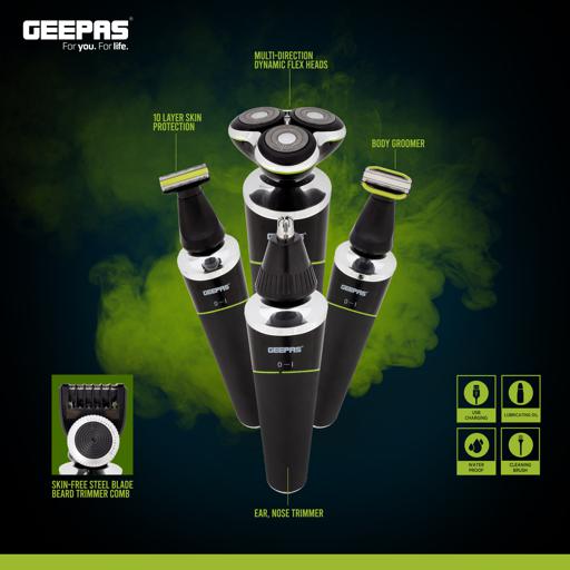 display image 1 for product 5-in-1 Grooming Kit with 4 Detachable Head, GTR56027 | Body Groomer, Bread Trimmer, Ear & Nose Trimmer | Dynamic Flex Head | Water Proof | USB Rechargeable