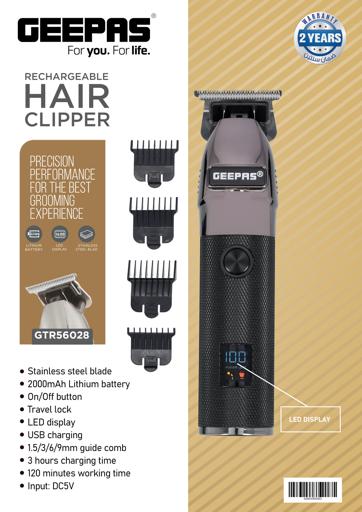 display image 9 for product Rechargeable Hair Clipper with LED Display, GTR56028 | Lithium Battery, 120mins Working | Stainless Steel Blades | Travel Lock | USB Charging | 4 Guide Combs