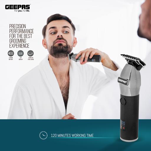 display image 4 for product Rechargeable Hair Clipper with LED Display, GTR56028 | Lithium Battery, 120mins Working | Stainless Steel Blades | Travel Lock | USB Charging | 4 Guide Combs