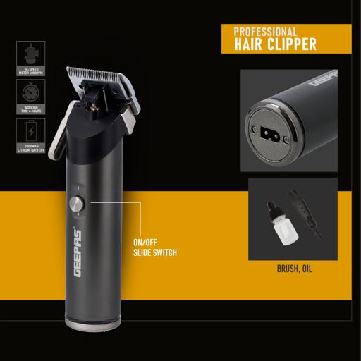 display image 3 for product Professional Hair Clipper, Rechargeable Clipper,  GTR56029 | Cordless Hair Clipper with 4 Guide Comb | Comes with Brush and Oil | Cutter Head Adjustment | 3hrs Working