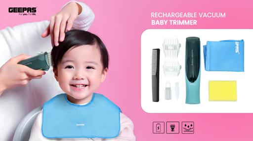 display image 5 for product Rechargeable Vacuum Baby Trimmer, 2 Guide Combs, GTR56049 | Electric Hair Clippers for Kids | Ceramic Hair Trimmer for Infants & Toddler | Waterproof Cordless Haircut Kit