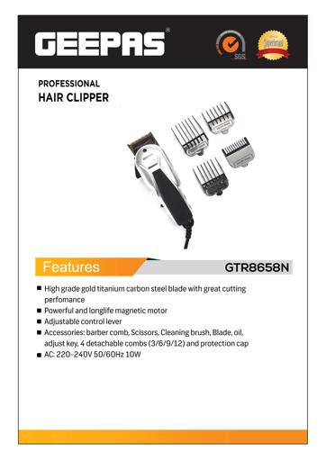 display image 11 for product Powerful Magnetic Power Professional Hair Clipper GTR8658 Geepas