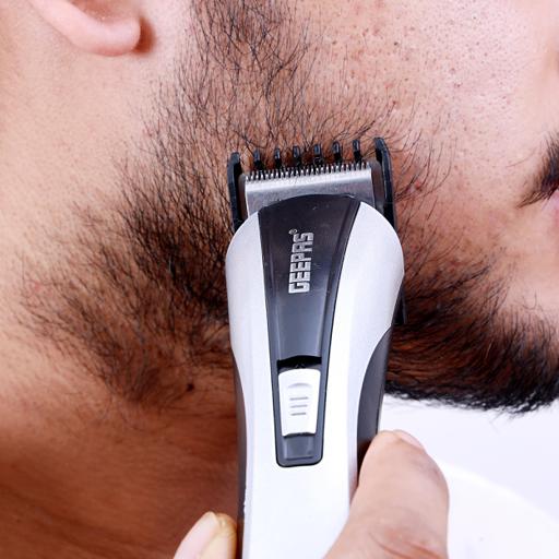 display image 1 for product Geepas Rechargeable Beard Trimmer 3W - Grooming Kit With Comfortable Grip, Stainless Steel