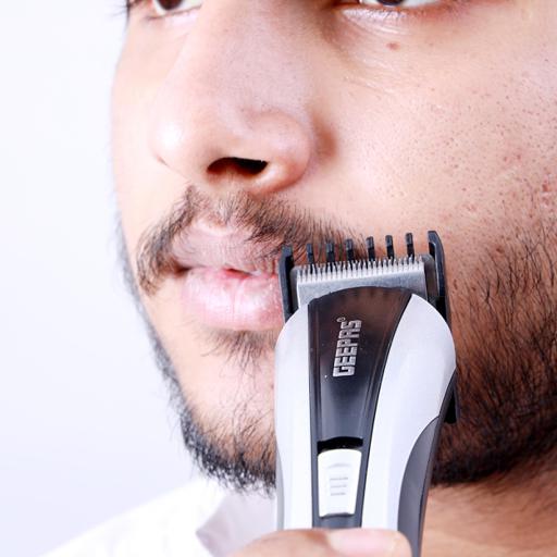 display image 3 for product Geepas Rechargeable Beard Trimmer 3W - Grooming Kit With Comfortable Grip, Stainless Steel