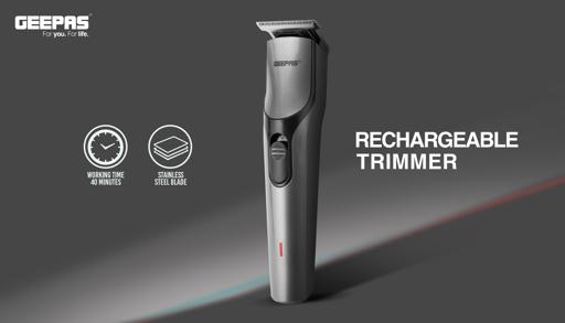 display image 4 for product Geepas GTR8712 Rechargeable Hair Clipper - Grooming Kit with Comfortable Grip, Stainless Steel Precision Cutting Blade, Cordless Operation, Indicator Light with 30 Minute Working | Ideal for Short & Long Hairs | 2 Years Warranty