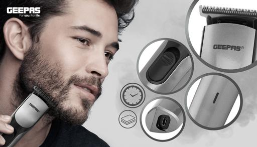 display image 2 for product Geepas GTR8712 Rechargeable Hair Clipper - Grooming Kit with Comfortable Grip, Stainless Steel Precision Cutting Blade, Cordless Operation, Indicator Light with 30 Minute Working | Ideal for Short & Long Hairs | 2 Years Warranty