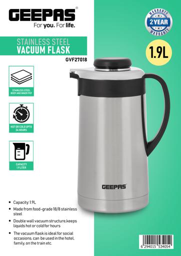 Thermos Glass Vacuum Insulated 2 Quart Pump Pot Gray Keep Drinks Hot Or Cold