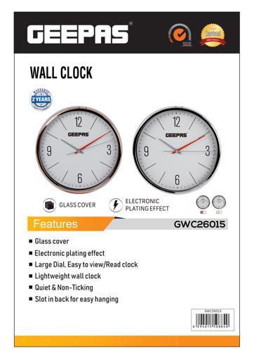 display image 7 for product Geepas Wall Clock - Silent Non-Ticking, Large Numeral Clock, Round Decorative Wall Clock