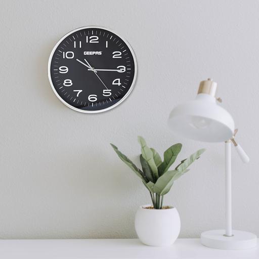 display image 3 for product Geepas Wall Clock - Round Decorative Campagne/Silver Colour Frame Clock For Living Room, Bedroom