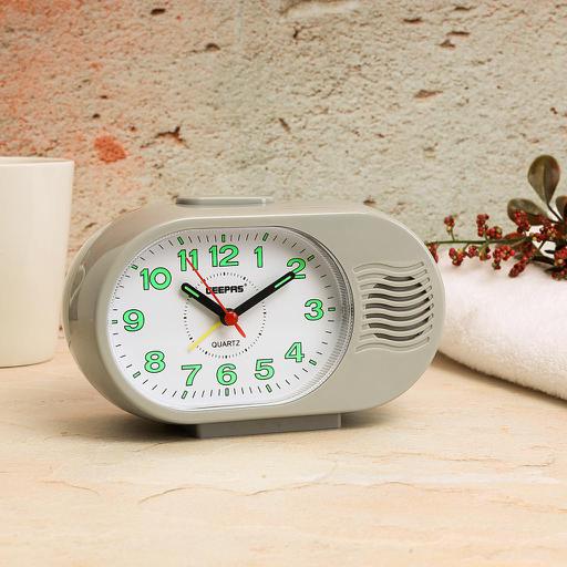 display image 1 for product Geepas Bell Alarm Clock - Small Battery Operated, Analog Alarm Clock, Silent Non-Ticking