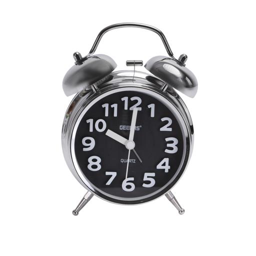 Geepas Twin Bell Alarm Clock - Portable, Loud Classic Analogue Alarm Clock With Backlight hero image