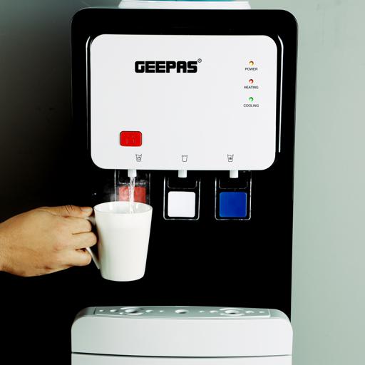 display image 3 for product Geepas Hot and Cold Water Dispenser- GWD17019| Stainless Steel Water Tank with Fast Cooling and 2 Taps, Hot and Cold| Low Noise and Environment Friendly, Perfect for Home, Shopping Malls, and Office| White