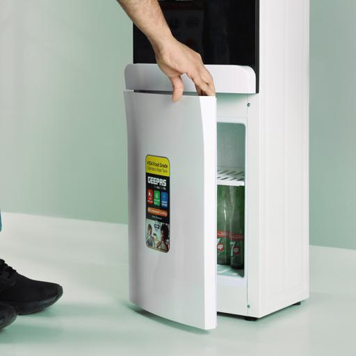 Hot and cold water best sale dispenser with mini fridge