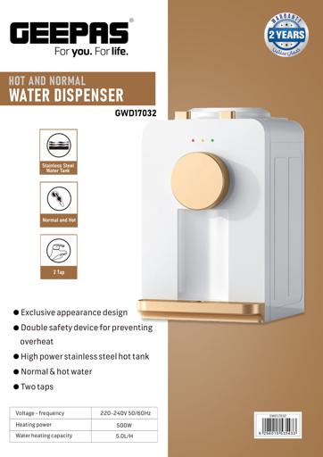 display image 31 for product Hot And Normal Water Dispenser, GWD17032 - Stainless Steel Water Tank, Normal and Hot, Two Taps, Exclusive Appearance Design