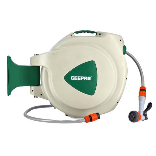 Buy Geepas 10M 1/2” Auto-Retracting Water Hose Reel With Level Track,  Swivel Mounting Bracket Online in UAE - Wigme