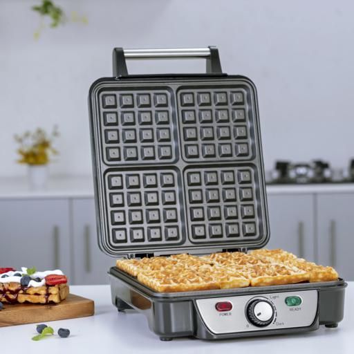 display image 5 for product Geepas Electric Waffle Maker 1100W- 4 Slice Non-Stick Electric Belgian Waffle Maker With Adjustable