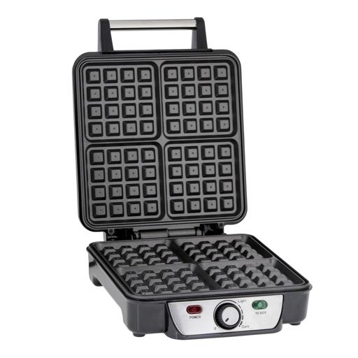 display image 12 for product Geepas Electric Waffle Maker 1100W- 4 Slice Non-Stick Electric Belgian Waffle Maker With Adjustable