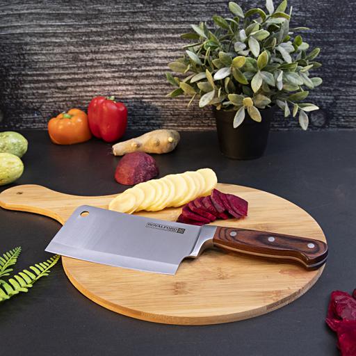 display image 2 for product Royalford 6" Cleaver Knife With Wooden Handle - Razor Sharp Meat Cleaver Stainless Steel Vegetable