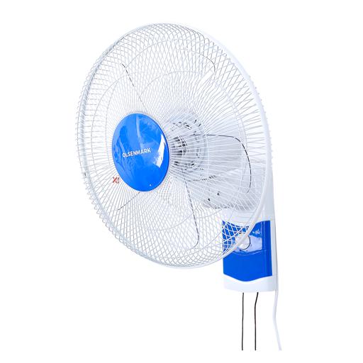 display image 1 for product Olsenmark Wall Fan, 16 Inch - Two Pull String Switch - 3 Speed Setting - 120 Ribbed Grills - 5 Leaf