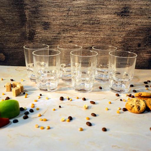 display image 1 for product Royalford 250Ml 6Pcs Glass - Portable Light Weight Water Cup Drinking Glass
