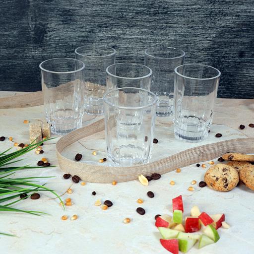 display image 1 for product 6-Pcs Glass Tumblers, Portable & Lightweight, RF1385-GT6 | 9oz Transparent Water Cup | Ideal for Party Picnic BBQ Camping Garden | Serve Water Wine Whisky Drinking & More
