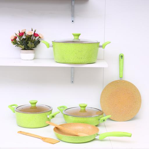 display image 1 for product Royalford 10Pcs Forged Aluminium Cookware Set - 3 Layer Granite Coating Saucepan With Lid, Fry Pan