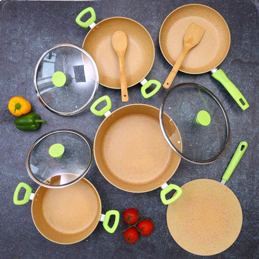 display image 3 for product Royalford 10Pcs Forged Aluminium Cookware Set - 3 Layer Granite Coating Saucepan With Lid, Fry Pan