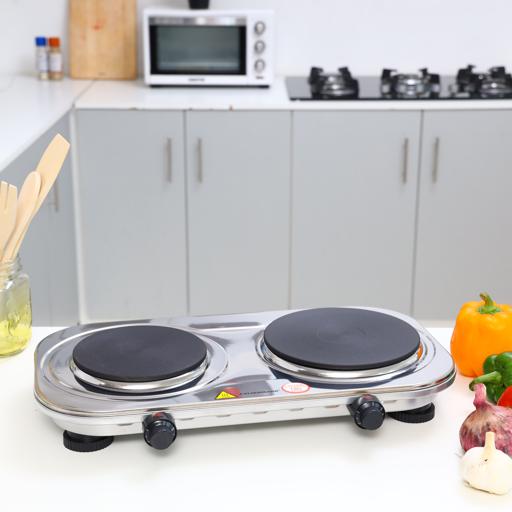 display image 3 for product Olsenmark Double Burner Electric Hot Plate - Operating indicator light: On/Off - Heat operation - Over heat protection - Auto-thermostat control - Power(watt): 2500 - Double plate Size(mm): 155+185mm